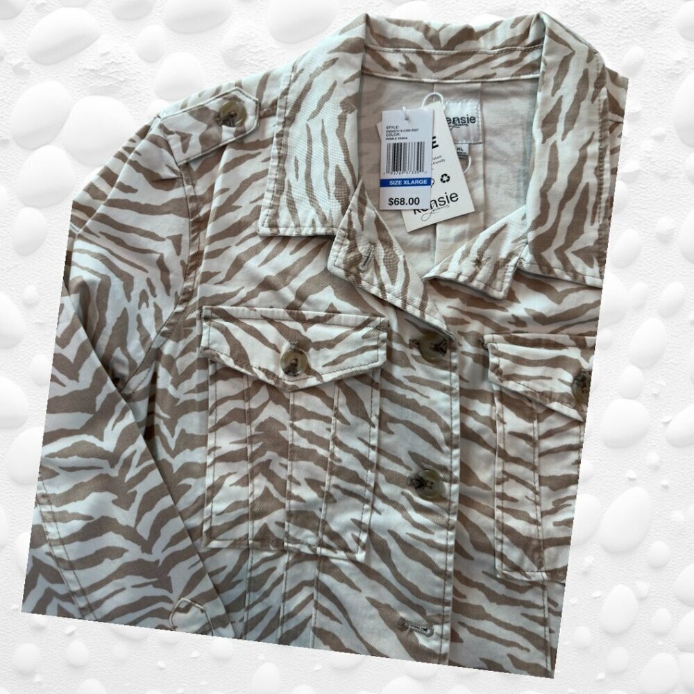 Kenzie Pebble Zebra Stretch Jacket S: XL NWT - Picture 9 of 12
